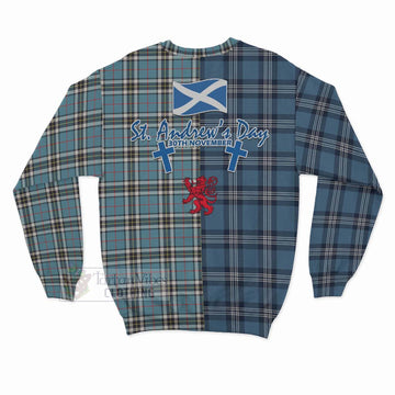 Thompson (Thomson) Tartan Sweatshirt Happy St. Andrew's Day Half Tartan Style - Tartan Vibes Clothing