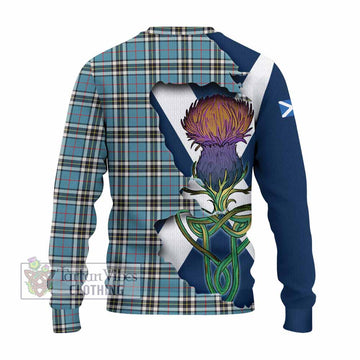 Thompson (Thomson) Tartan Family Crest Knitted Sweater Scottish Thistle Celtic Inspired - Tartan Vibes Clothing