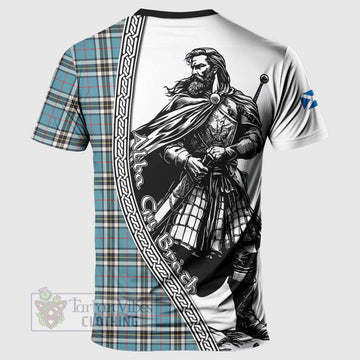 Thompson (Thomson) Tartan Clan Crest T-Shirt with Highlander Warrior Celtic Style - Tartan Vibes Clothing