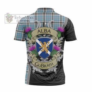Thompson (Thomson) Tartan Family Crest Zipper Polo Shirt Lion Rampant Royal Thistle Shield Celtic Inspired - Tartan Vibes Clothing