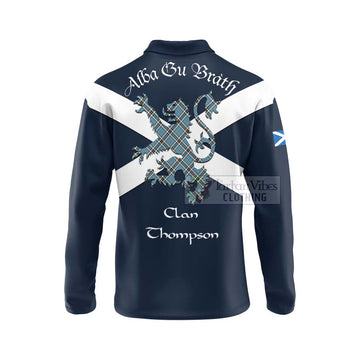 Thompson (Thomson) Tartan Lion Rampant Long Sleeve Polo Shirt Proudly Display Your Heritage with Alba Gu Brath and Clan Name - Tartan Vibes Clothing