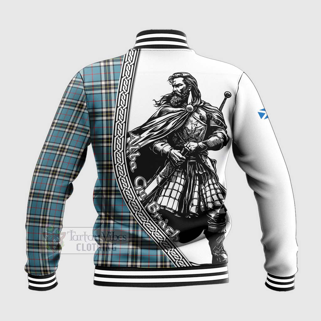 Thompson (Thomson) Tartan Clan Crest Baseball Jacket with Highlander Warrior Celtic Style - Tartan Vibes Clothing
