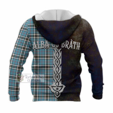 Thompson (Thomson) Tartan Family Crest Knitted Hoodie Alba Gu Brath Be Brave Lion Ancient Style - Tartan Vibes Clothing