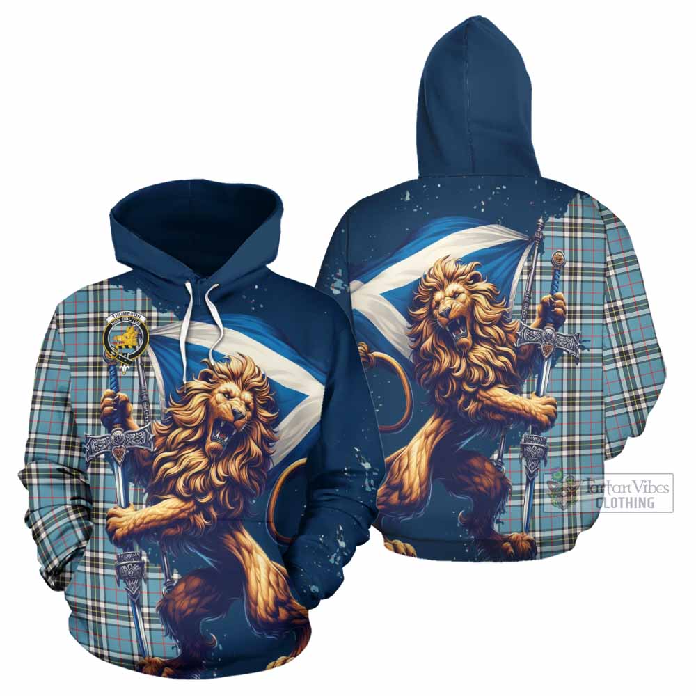 Thompson (Thomson) Tartan Family Crest Hoodie with Scottish Majestic Lion - Tartan Vibes Clothing