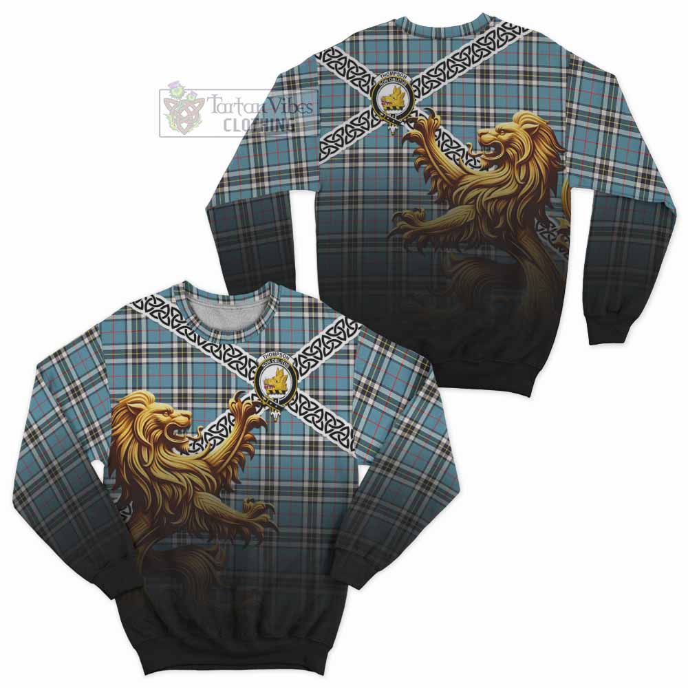 Thompson (Thomson) Crest Tartan Sweatshirt with Golden Lion Emblem Celtic Style - Tartan Vibes Clothing