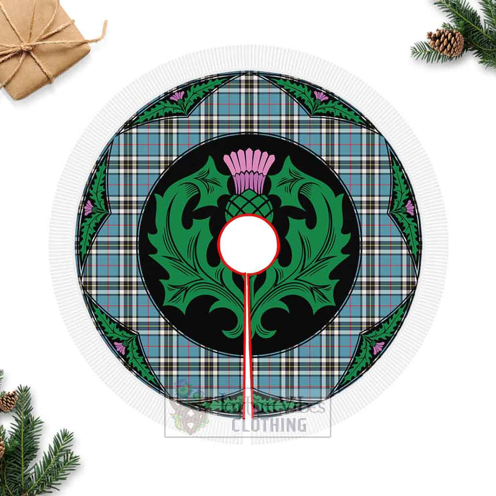 Thompson (Thomson) Tartan Christmas Tree Skirt Scottish Thistle Style Fringed Tree Skirts - Tartan Vibes Clothing
