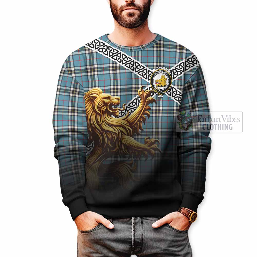 Thompson (Thomson) Crest Tartan Sweatshirt with Golden Lion Emblem Celtic Style - Tartan Vibes Clothing