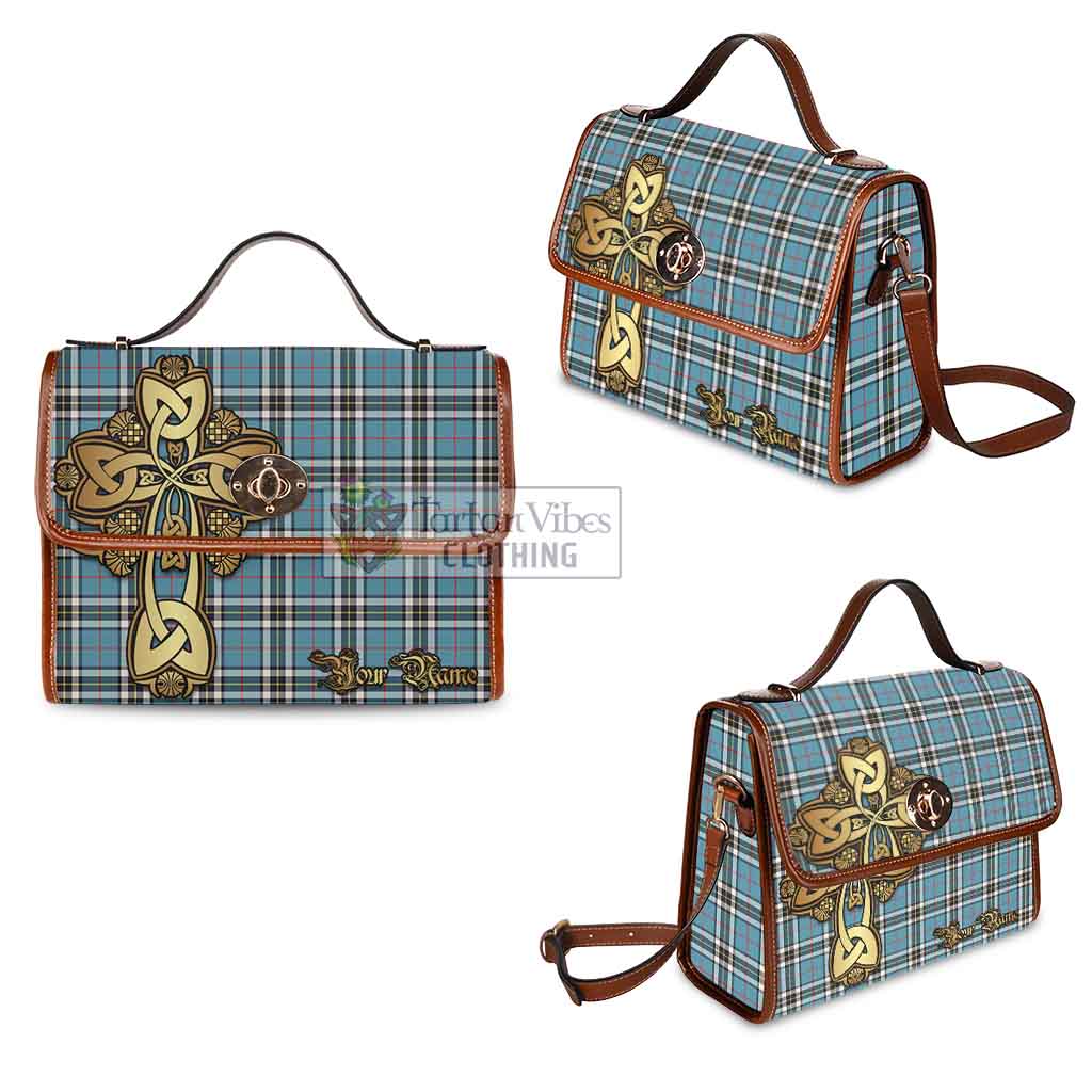 Thompson (Thomson) Tartan Waterproof Canvas Bag Golden Thistle Celtic Cross Style - Tartan Vibes Clothing