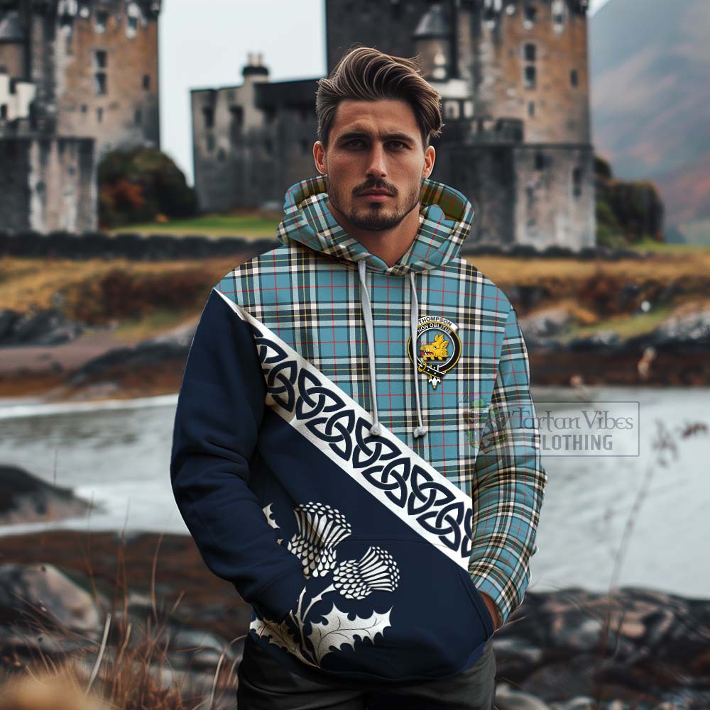 Thompson (Thomson) Tartan Cotton Hoodie Featuring Thistle and Scotland Map - Tartan Vibes Clothing