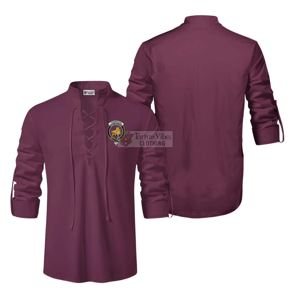 Thompson (Thomson) Clan Crest Ghillie Kilt Shirt Men Burgundy - 2D-tartanvibesclothing