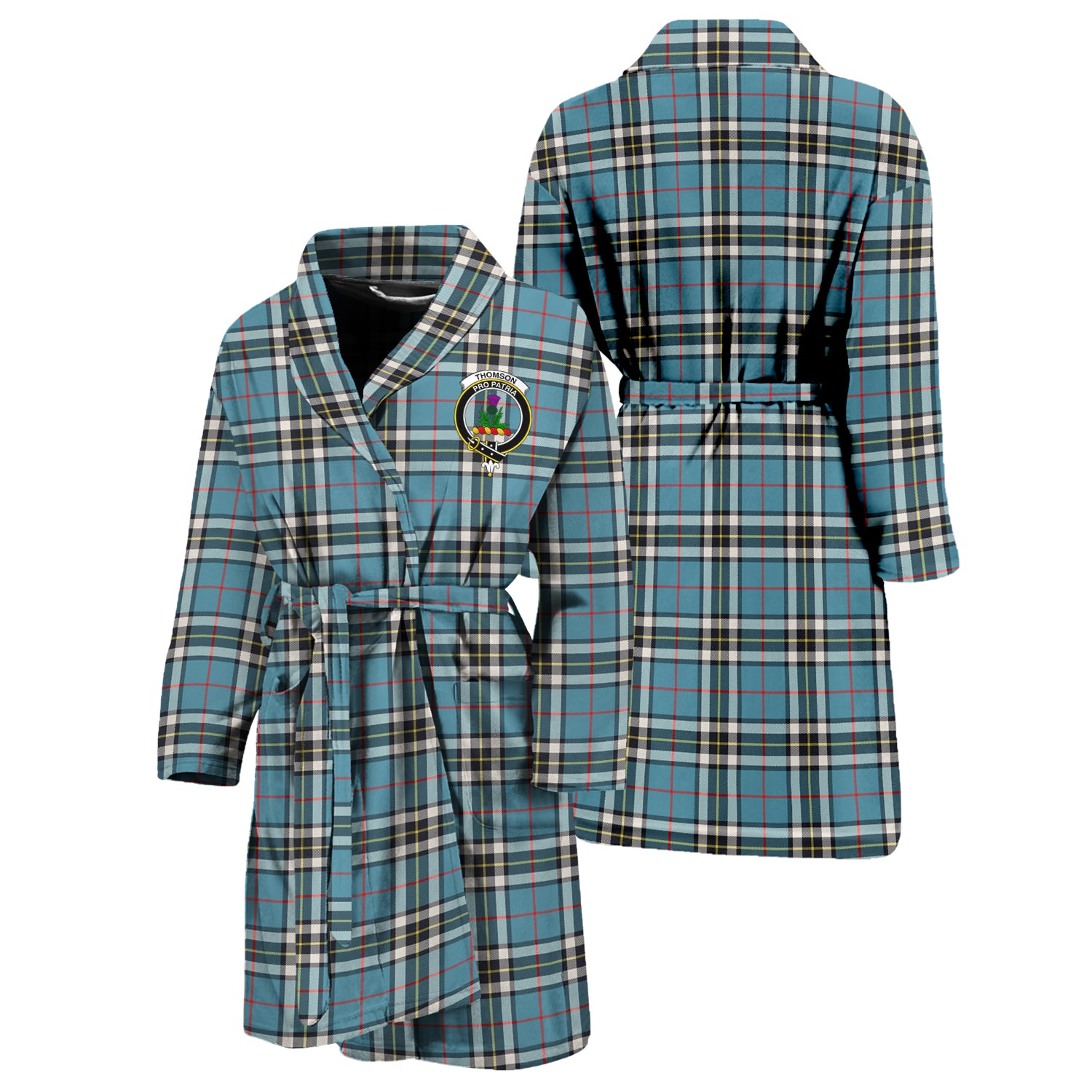 Thompson (Thomson) Tartan Bathrobe with Family Crest Unisex S - Tartan Vibes Clothing