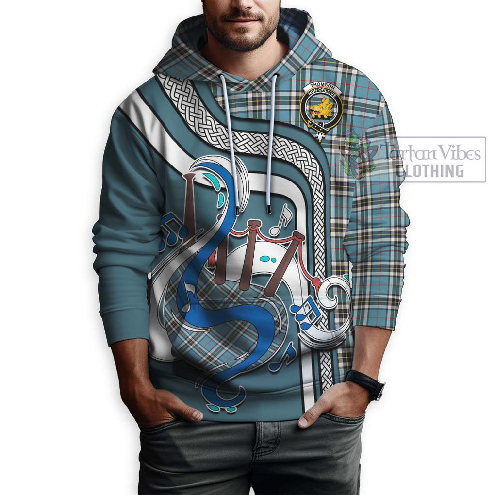 Thompson (Thomson) Tartan Hoodie with Epic Bagpipe Style Zip Hoodie - Tartanvibesclothing Shop