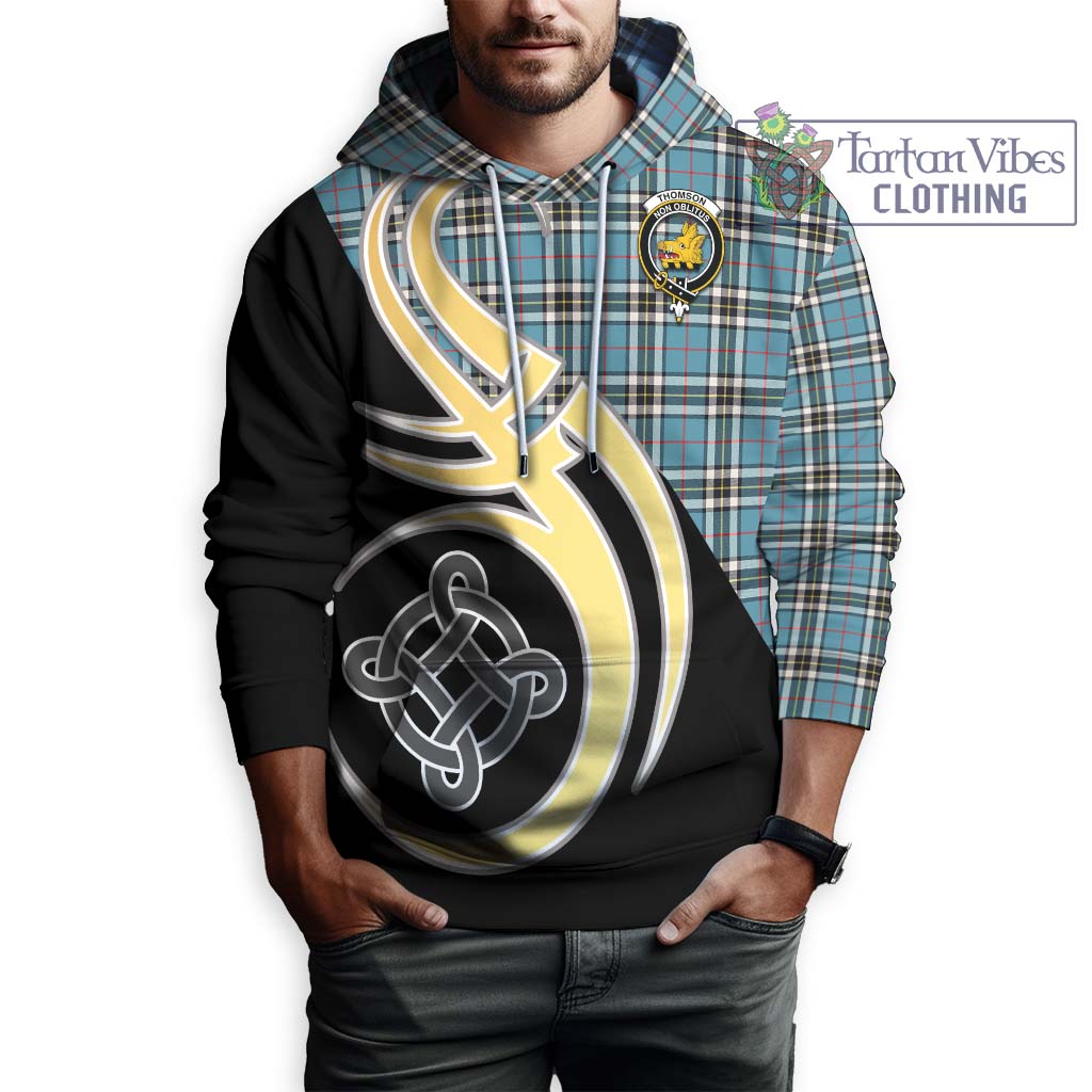 Thompson (Thomson) Tartan Hoodie with Family Crest and Celtic Symbol Style Zip Hoodie - Tartan Vibes Clothing