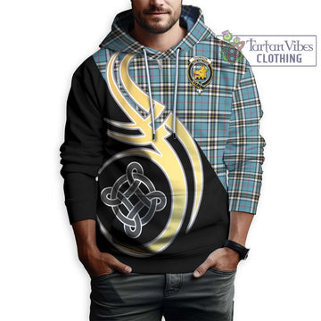 Thompson (Thomson) Tartan Hoodie with Family Crest and Celtic Symbol Style