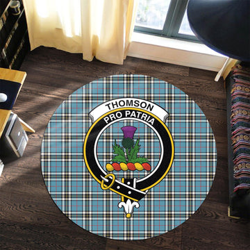 Thompson (Thomson) Tartan Round Rug with Family Crest