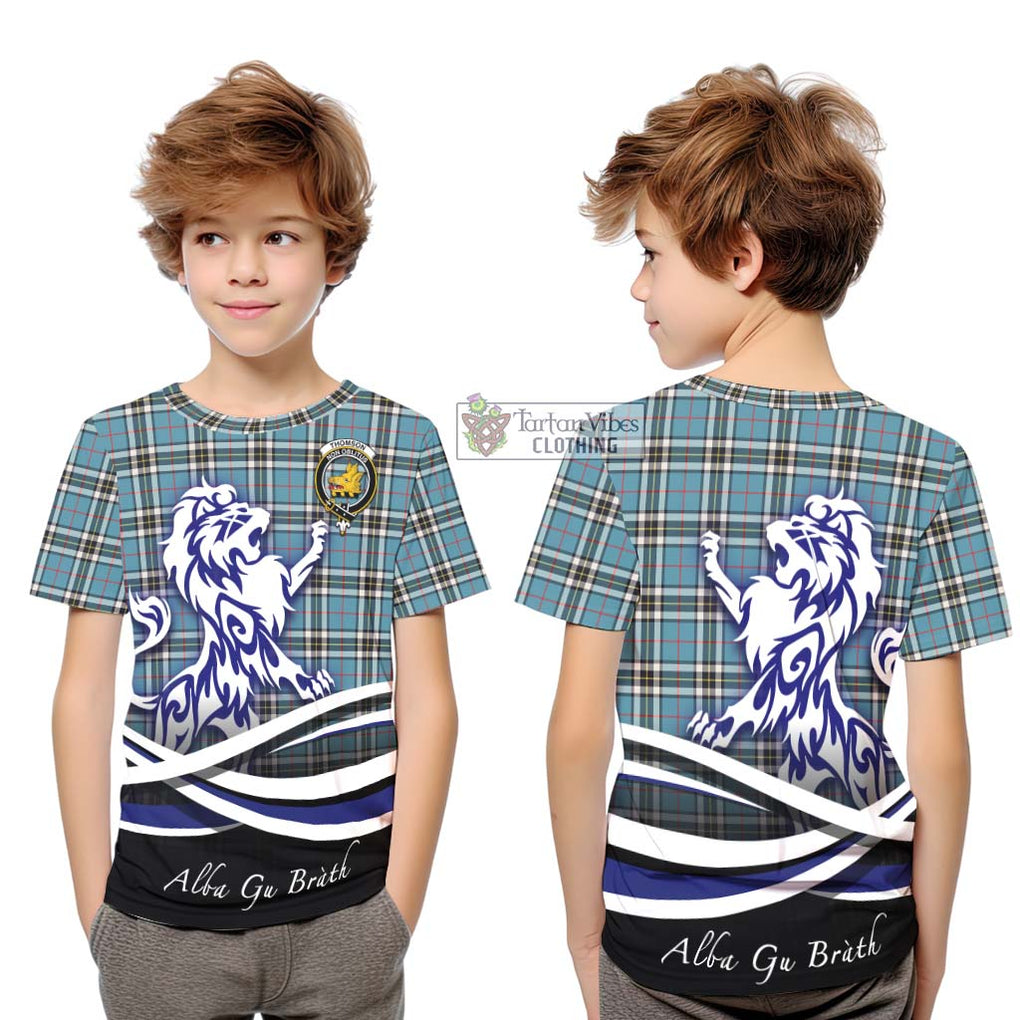 Thompson (Thomson) Tartan Kid T-Shirt with Alba Gu Brath Regal Lion Emblem Youth XL Size14 - Tartanvibesclothing Shop