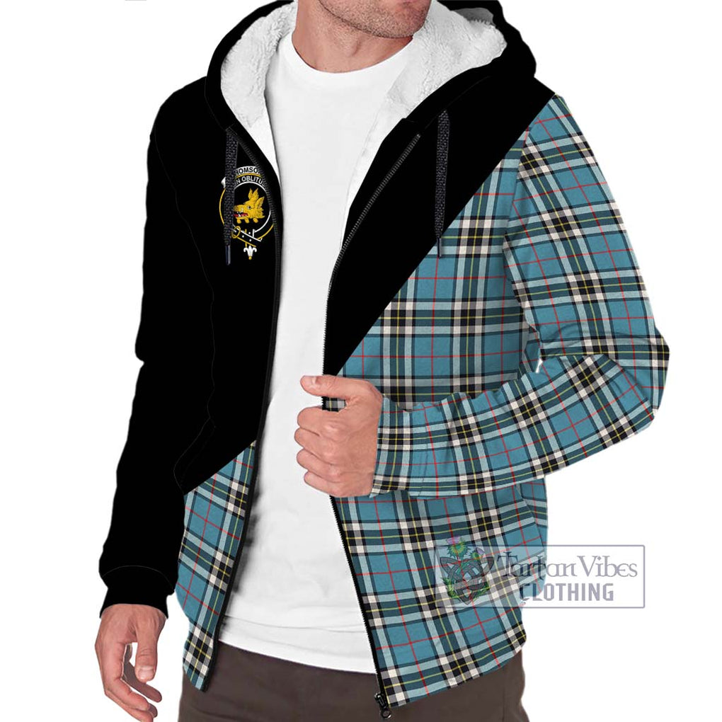 Thompson (Thomson) Tartan Sherpa Hoodie with Family Crest and Military Logo Style Unisex S - Tartanvibesclothing Shop