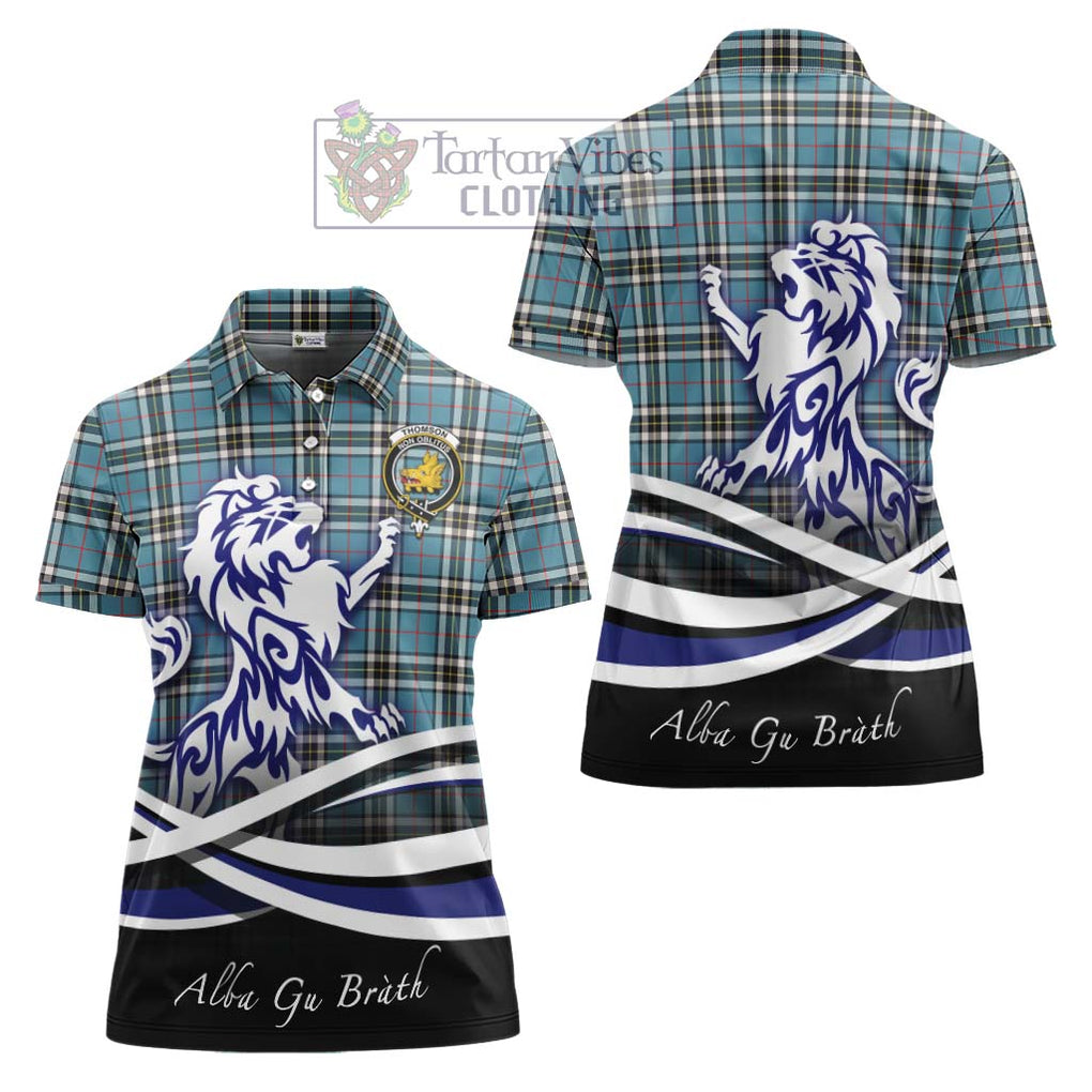 Thompson (Thomson) Tartan Women's Polo Shirt with Alba Gu Brath Regal Lion Emblem Women - Tartanvibesclothing Shop