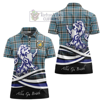 Thompson (Thomson) Tartan Women's Polo Shirt with Alba Gu Brath Regal Lion Emblem