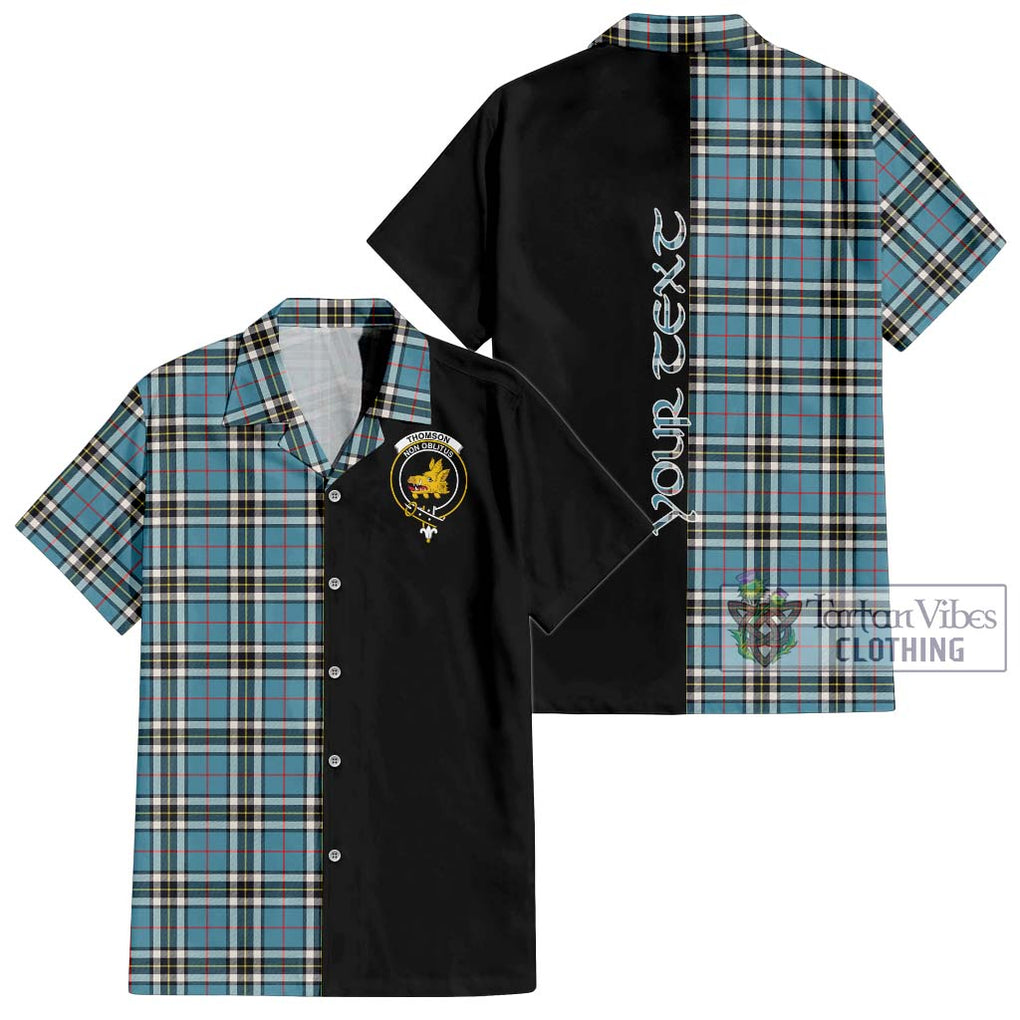 Thompson (Thomson) Tartan Short Sleeve Button Shirt with Family Crest and Half Of Me Style Kid - Tartanvibesclothing Shop