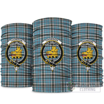 Thompson (Thomson) Tartan Neck Gaiters, Tartan Bandanas, Tartan Head Band with Family Crest