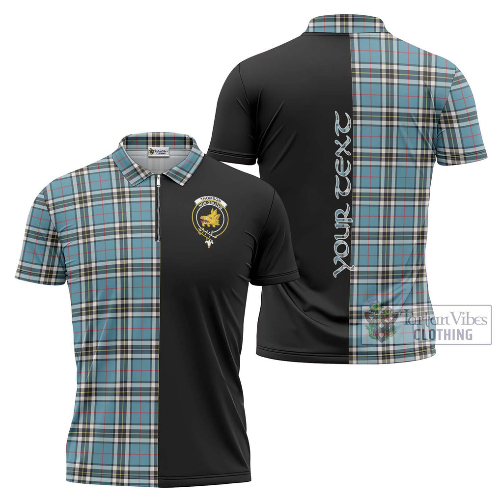 Thompson (Thomson) Tartan Zipper Polo Shirt with Family Crest and Half Of Me Style Unisex - Tartanvibesclothing Shop