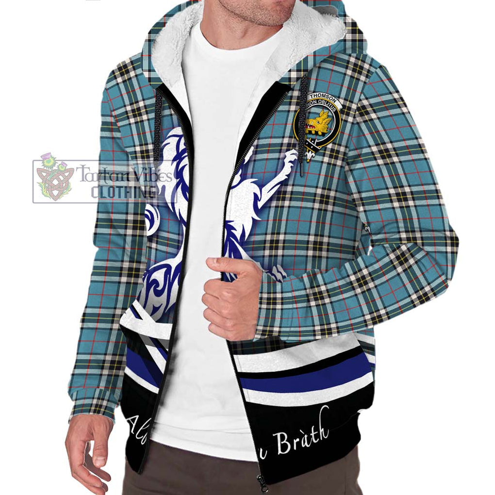 Thompson (Thomson) Tartan Sherpa Hoodie with Alba Gu Brath Regal Lion Emblem Unisex S - Tartanvibesclothing Shop