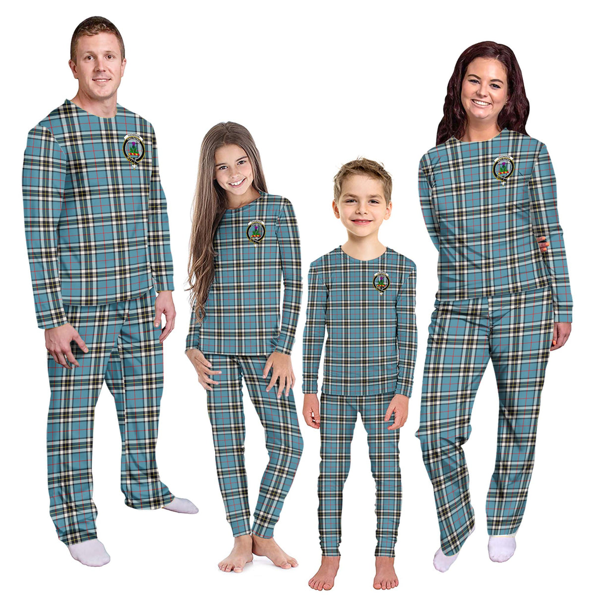Thompson (Thomson) Tartan Pajamas Family Set with Family Crest Kid - Tartan Vibes Clothing