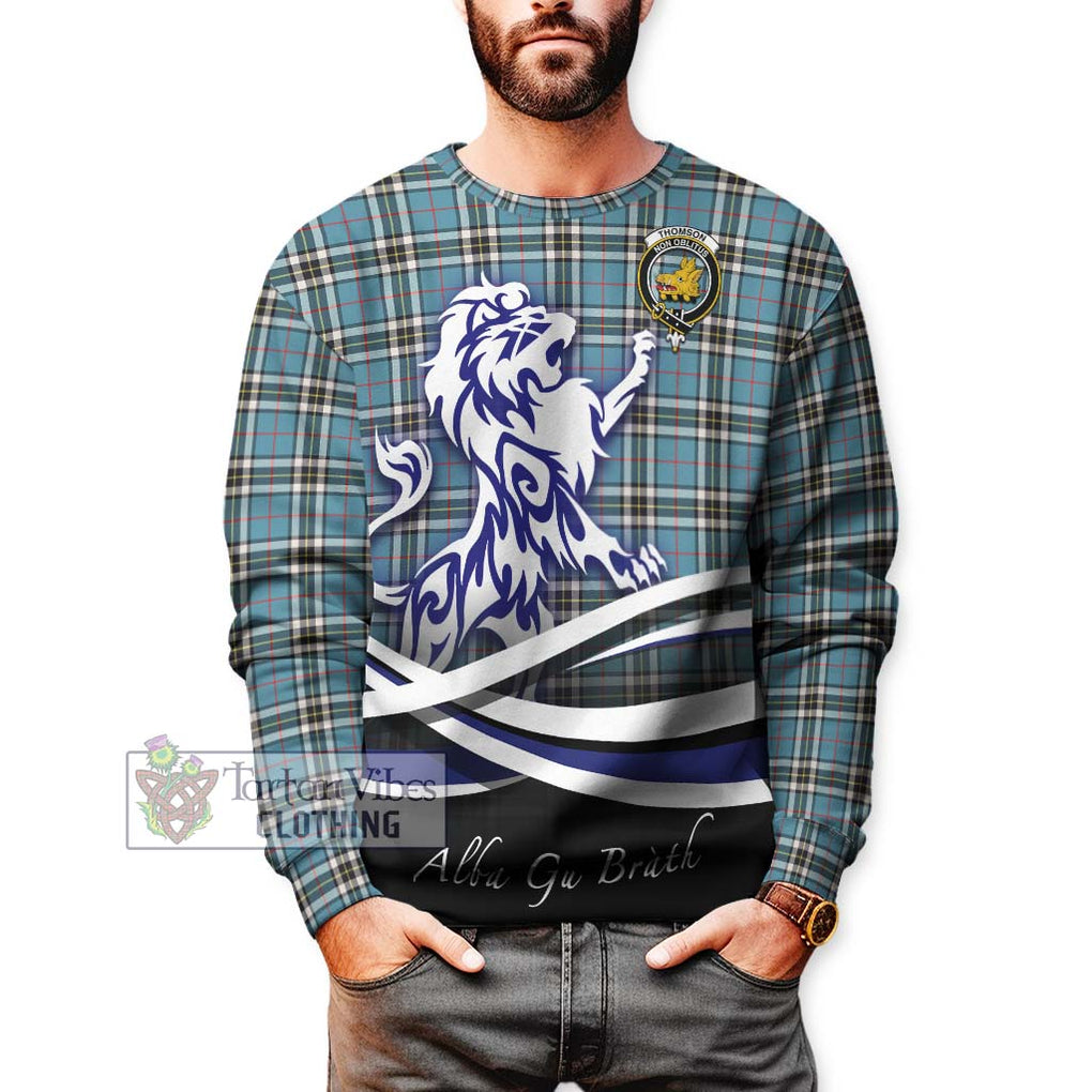 Thompson (Thomson) Tartan Sweatshirt with Alba Gu Brath Regal Lion Emblem Unisex - Tartanvibesclothing Shop