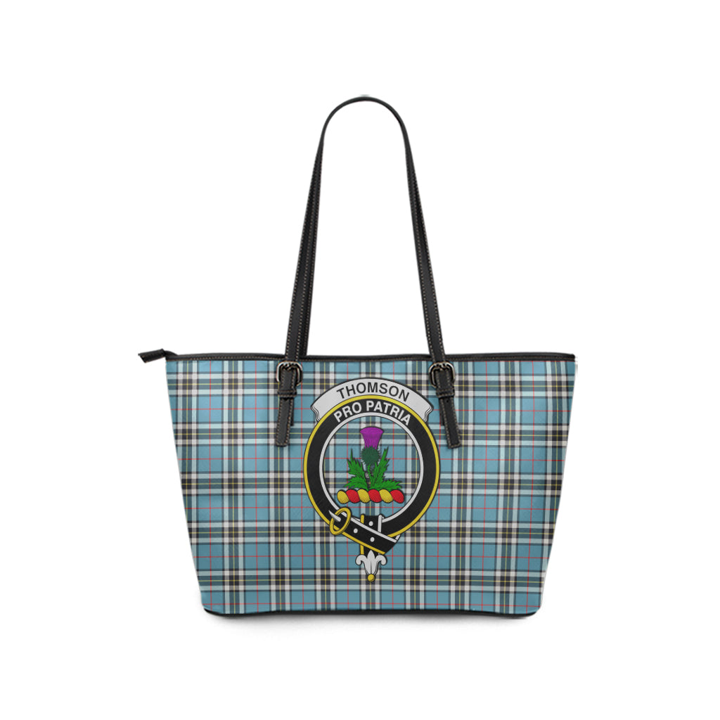 Thompson (Thomson) Tartan Leather Tote Bag with Family Crest - Tartan Vibes Clothing