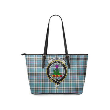 Thompson (Thomson) Tartan Leather Tote Bag with Family Crest