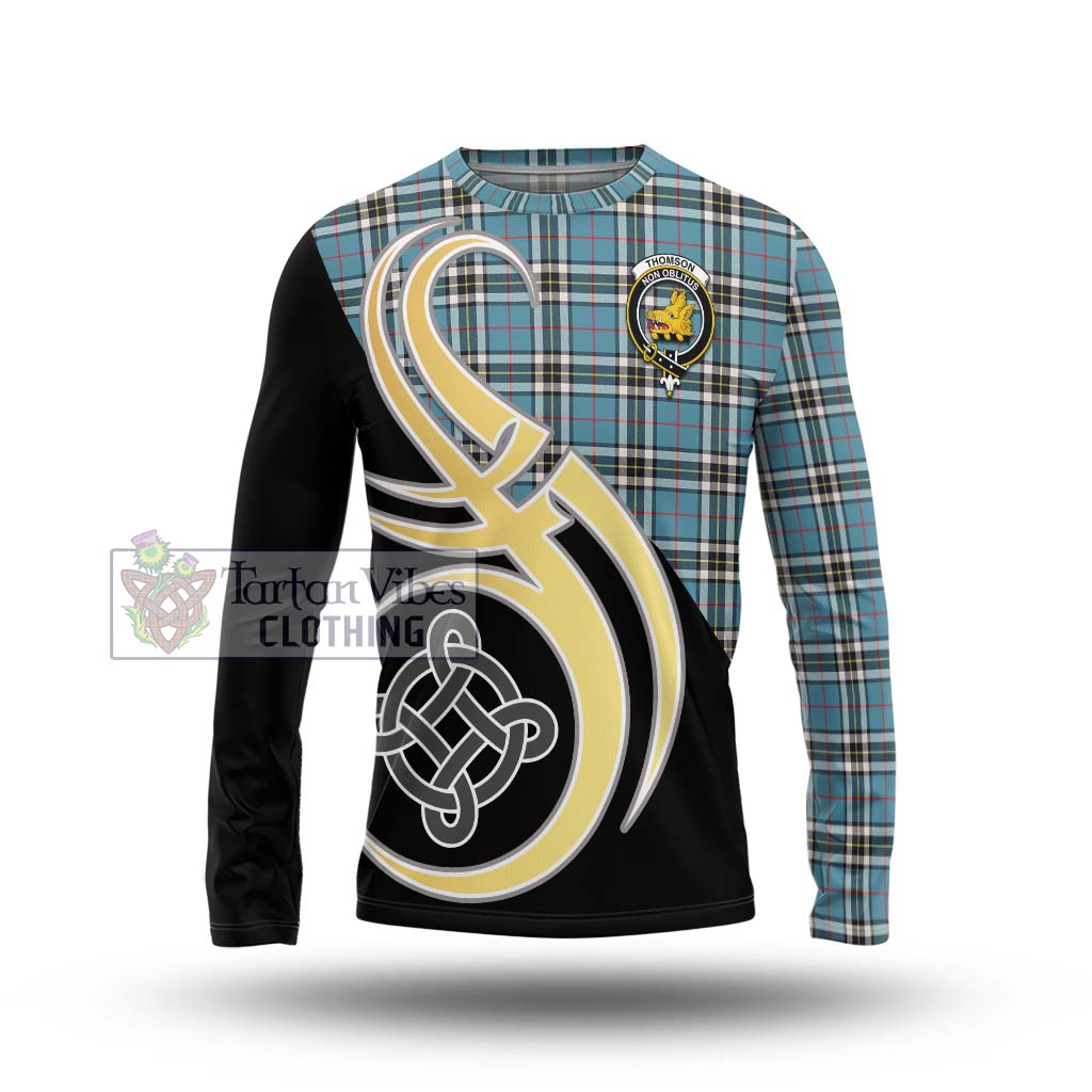 Thompson (Thomson) Tartan Long Sleeve T-Shirt with Family Crest and Celtic Symbol Style Unisex - Tartan Vibes Clothing