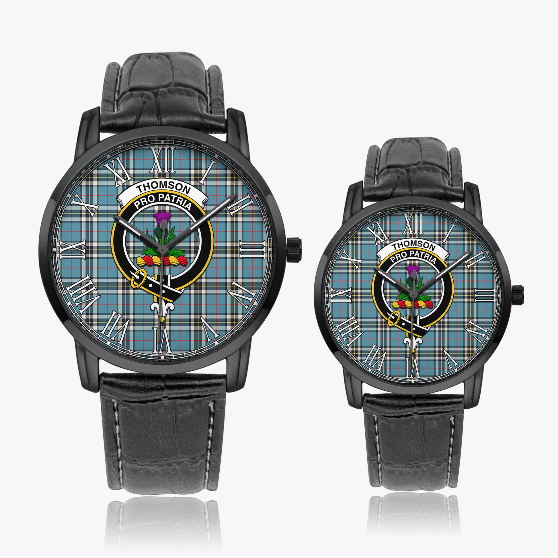 Thomson Tartan Family Crest Leather Strap Quartz Watch - Tartanvibesclothing