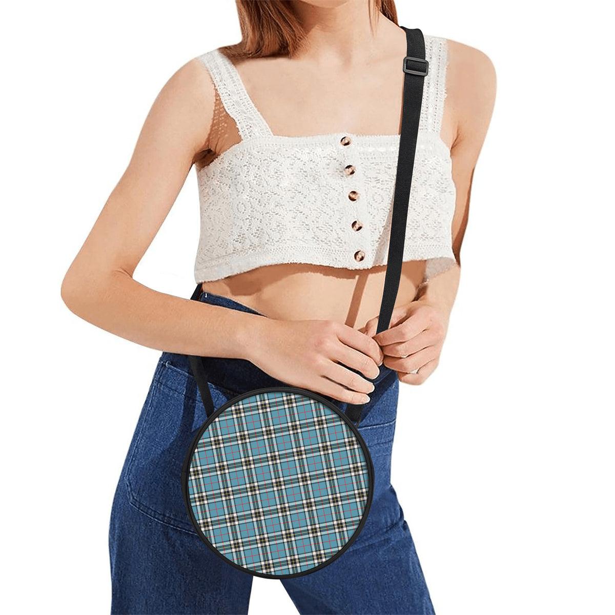 Thompson (Thomson) Tartan Round Satchel Bags One Size 9*9*2.7 inch - Tartan Vibes Clothing