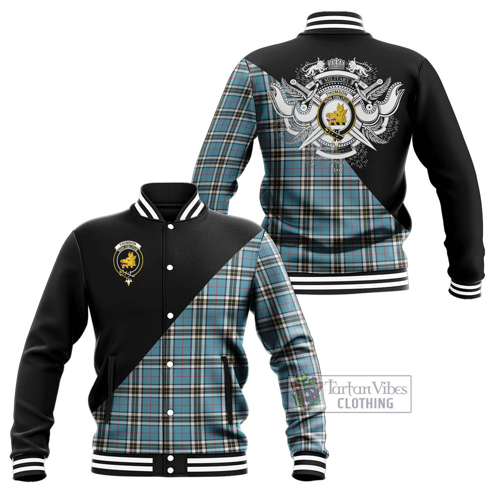 Thompson (Thomson) Tartan Baseball Jacket with Family Crest and Military Logo Style Unisex - Tartanvibesclothing Shop