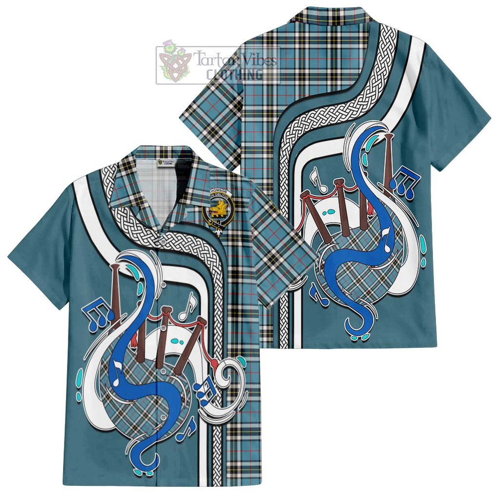 Thompson (Thomson) Tartan Short Sleeve Button Shirt with Epic Bagpipe Style Kid - Tartanvibesclothing Shop