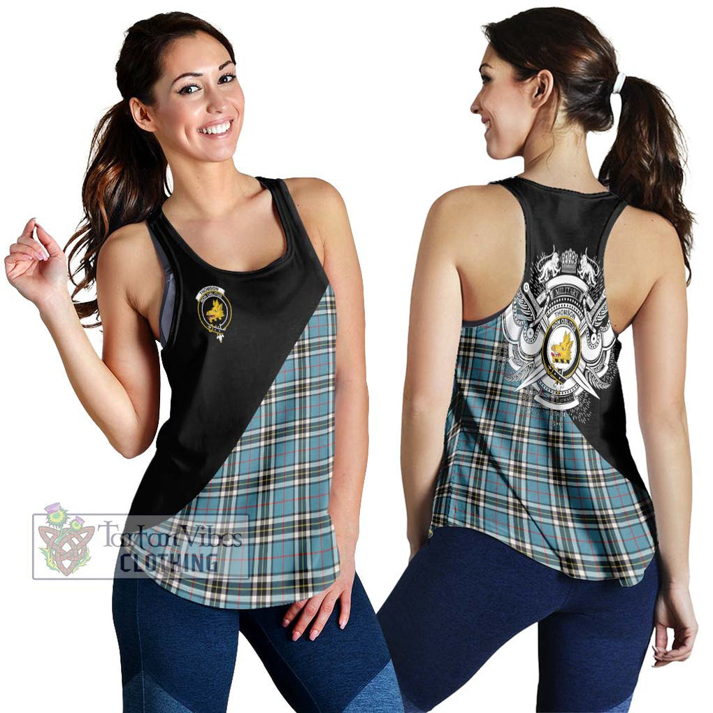 Thompson (Thomson) Tartan Women's Racerback Tanks with Family Crest and Military Logo Style 4XL - Tartanvibesclothing Shop