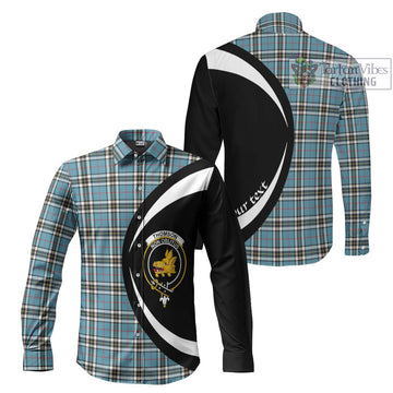 Thompson (Thomson) Tartan Long Sleeve Button Up with Family Crest Circle Style Men's Shirt S - Tartan Vibes Clothing