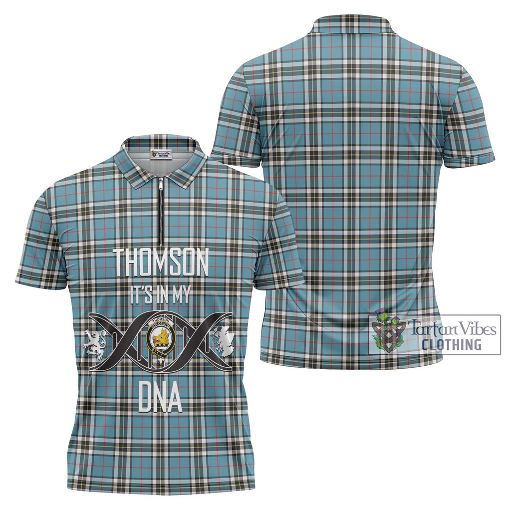 Thompson (Thomson) Tartan Zipper Polo Shirt with Family Crest DNA In Me Style Unisex - Tartanvibesclothing Shop