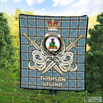 Thompson (Thomson) Tartan Quilt with Clan Crest and the Golden Sword of Courageous Legacy