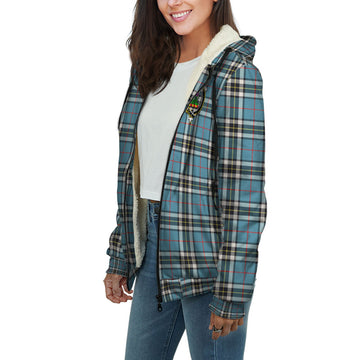 Thompson (Thomson) Tartan Sherpa Hoodie with Family Crest