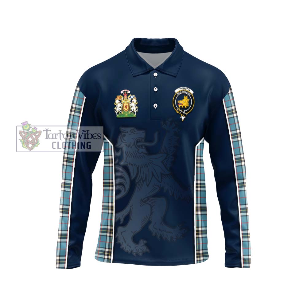 Thompson (Thomson) Tartan Long Sleeve Polo Shirt with Family Crest and Lion Rampant Vibes Sport Style Unisex - Tartan Vibes Clothing