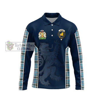 Thompson (Thomson) Tartan Long Sleeve Polo Shirt with Family Crest and Lion Rampant Vibes Sport Style