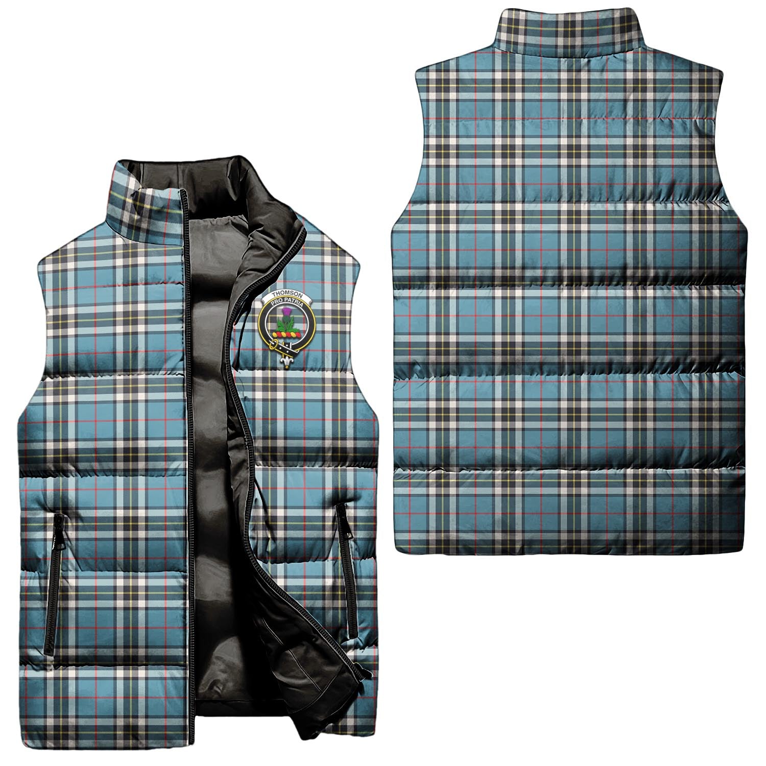 Thomson Tartan Sleeveless Puffer Jacket with Family Crest Unisex - Tartanvibesclothing