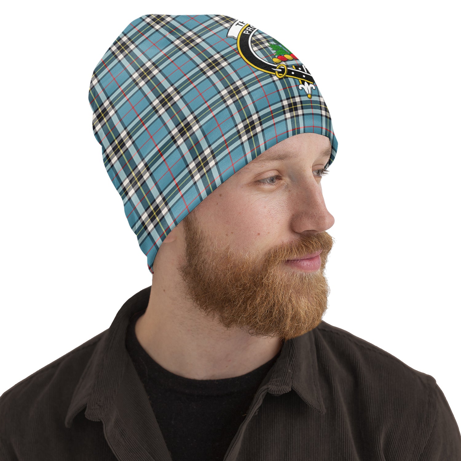 Thompson (Thomson) Tartan Beanies Hat with Family Crest One Size 10.5*10.2 inches - Tartan Vibes Clothing