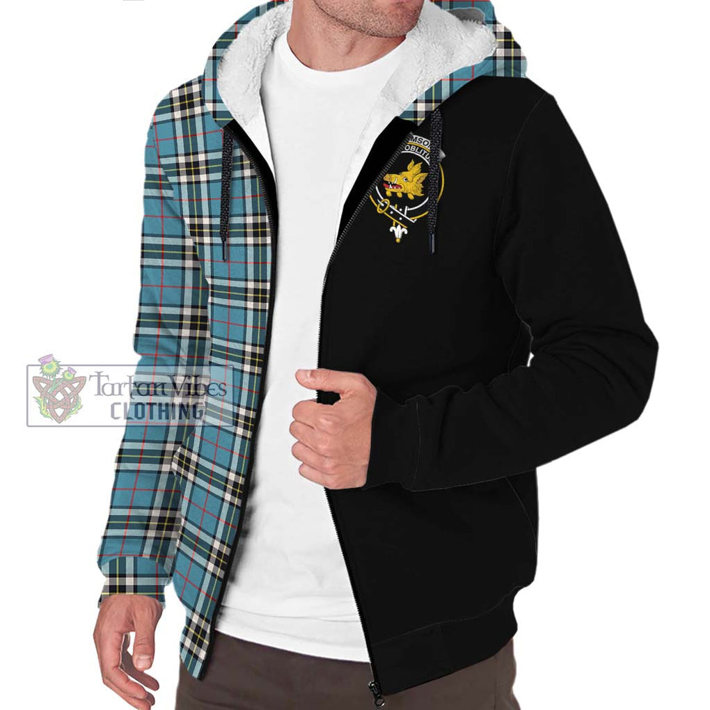 Thompson (Thomson) Tartan Sherpa Hoodie with Family Crest and Half Of Me Style Unisex S - Tartanvibesclothing Shop