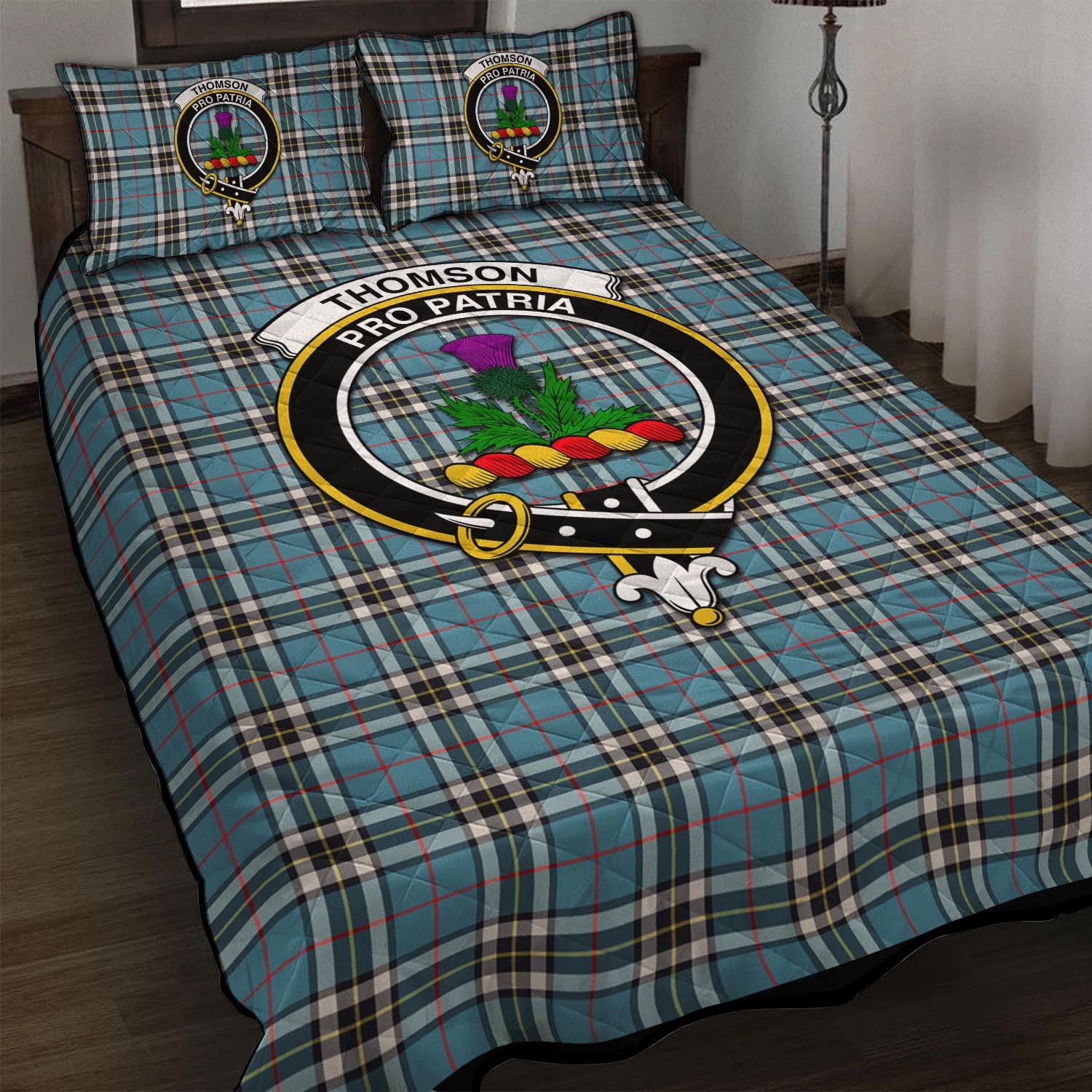 Thompson (Thomson) Tartan Quilt Bed Set with Family Crest - Tartan Vibes Clothing