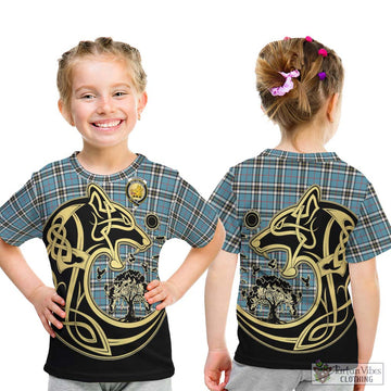 Thompson (Thomson) Tartan Kid T-Shirt with Family Crest Celtic Wolf Style