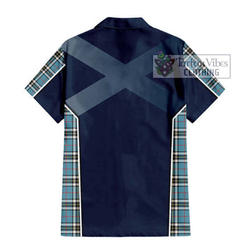 Thompson (Thomson) Tartan Short Sleeve Button Shirt with Family Crest and Lion Rampant Vibes Sport Style