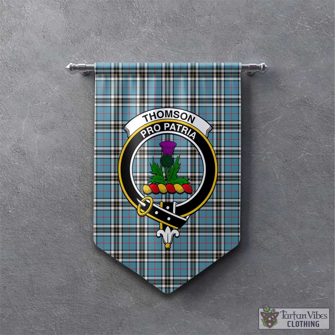 Tartan Vibes Clothing Thomson Tartan Gonfalon, Tartan Banner with Family Crest